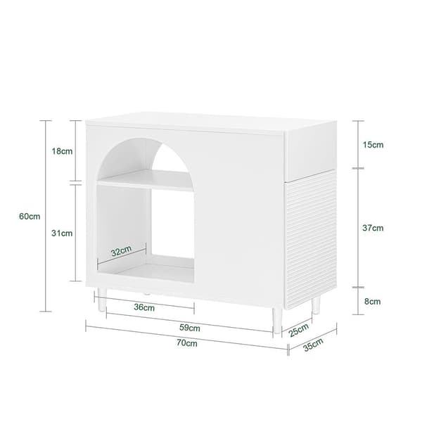Sidebord, FBT135-W, 70x35x60 cm, Hvid
