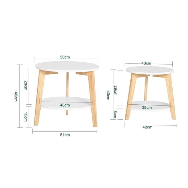 Kaffebordssæt, FBT75-W, Diameter 50 cm Højde 45 cm, Hvid