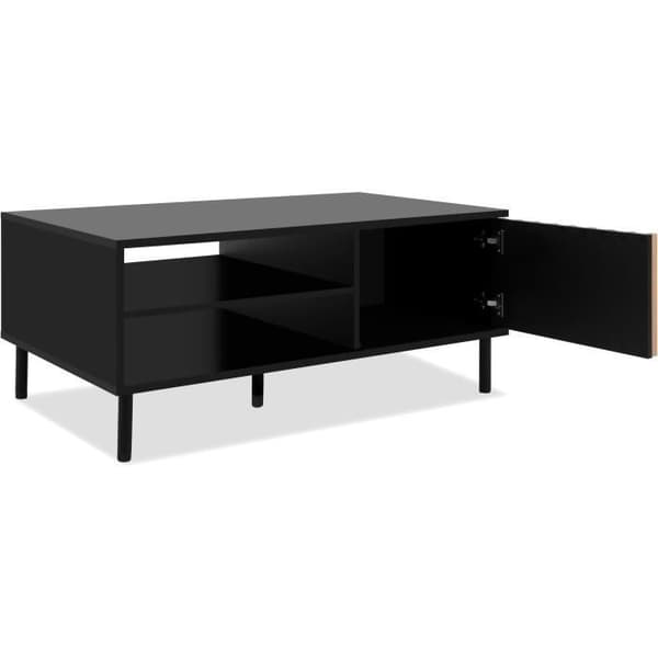 Soffbord - MONZA 55A - Svart / Hantverksek - 1 dörr, 2 nischer - 110,5 x 47 x 67 cm