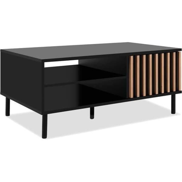 Soffbord - MONZA 55A - Svart / Hantverksek - 1 dörr, 2 nischer - 110,5 x 47 x 67 cm