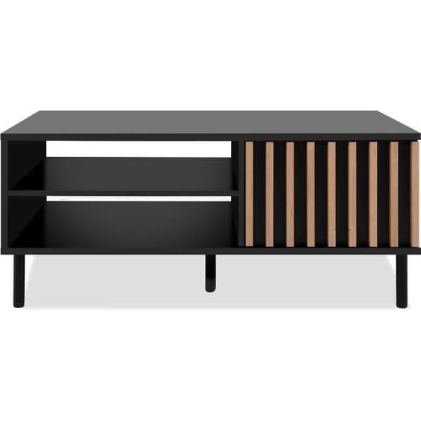 Soffbord - MONZA 55A - Svart / Hantverksek - 1 dörr, 2 nischer - 110,5 x 47 x 67 cm