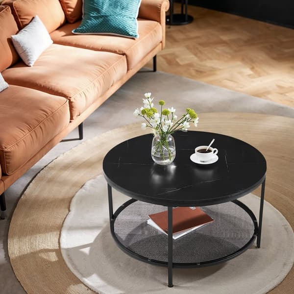 Soffbord, 80x46 cm, Marmor Svart