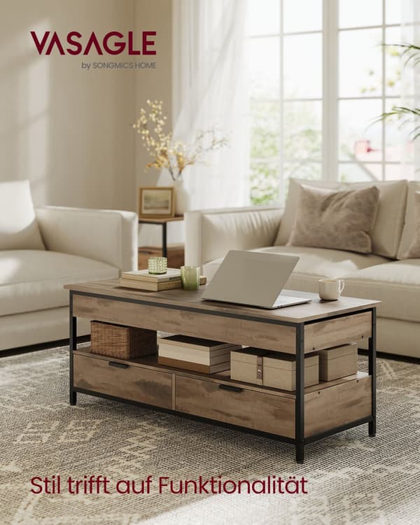 Kaffebord, VASAGLE LCT252K02, 50x120 cm, Kamel Sort