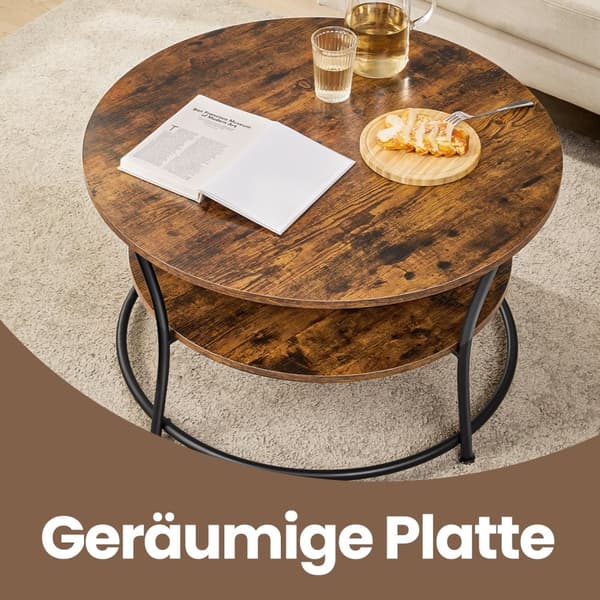 Rund soffbord, VASAGLE LCT80BX, 80x46.5 cm, Mörkbrun
