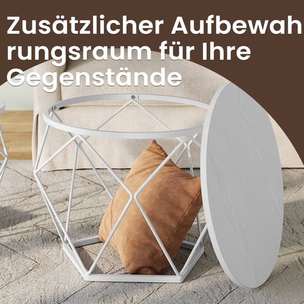 Kaffebord Set, 50x40 cm, 40x36 cm, Snövit