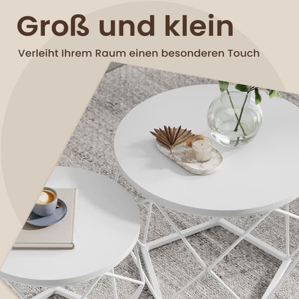 Kaffebord Set, 50x40 cm, 40x36 cm, Snövit