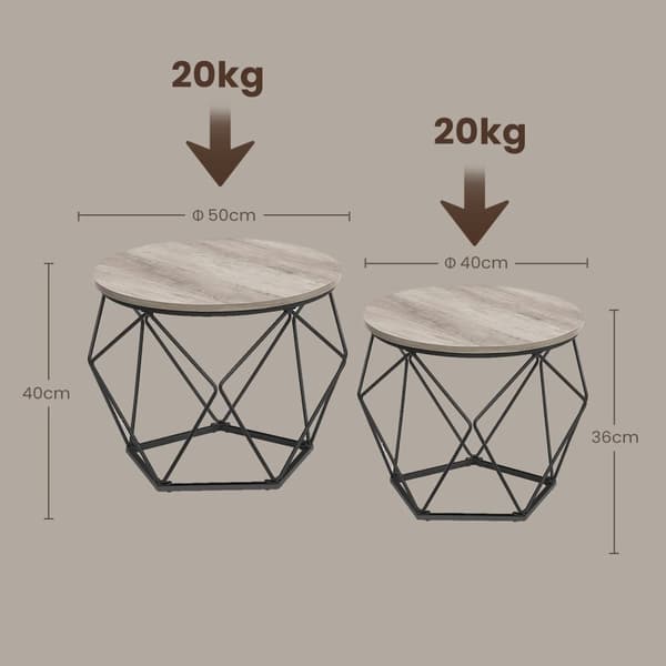 Sofabordssæt, 50x40 cm & 40x36 cm, Greige-Black