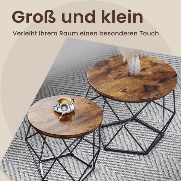 Kaffebord Set, 50x40 cm, 40x36 cm, Vintage Brun-Svart