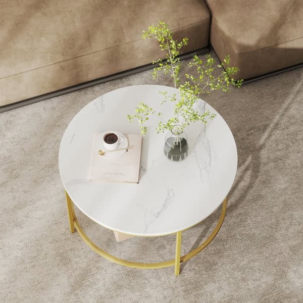 Kaffebord, 80 cm d x 46 cm H, Marmor Hvid
