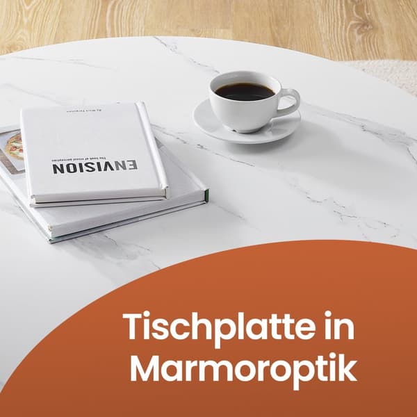 Kaffebord, 80 cm d x 46 cm H, Marmor Hvid