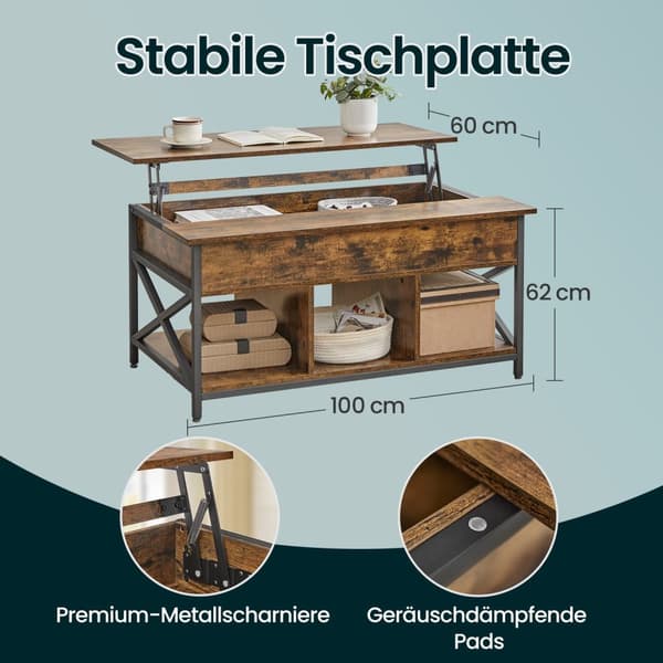 Kaffebord, 60x100x48-62 cm, Snövit