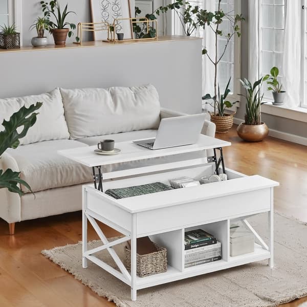 Kaffebord, 60x100x48-62 cm, Snehvid