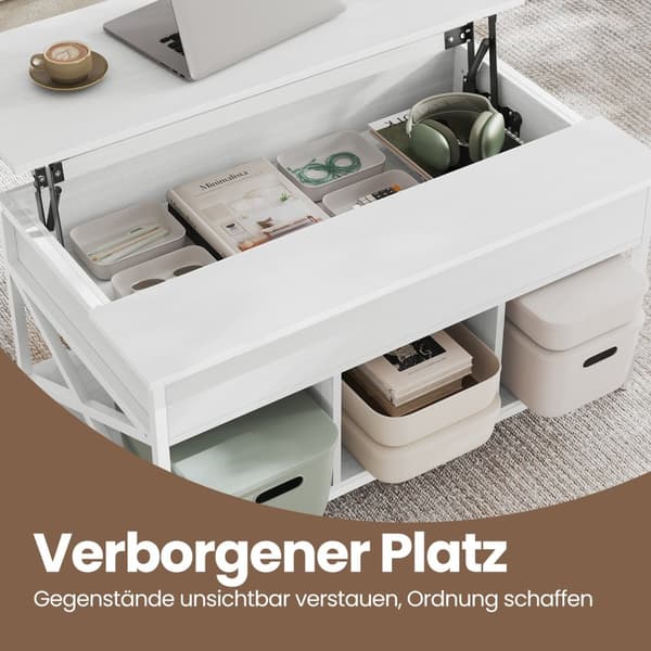 Kaffebord, 60x100x48-62 cm, Snehvid
