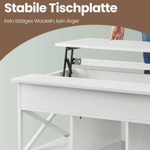 Kaffebord, 60x100x48-62 cm, Snehvid