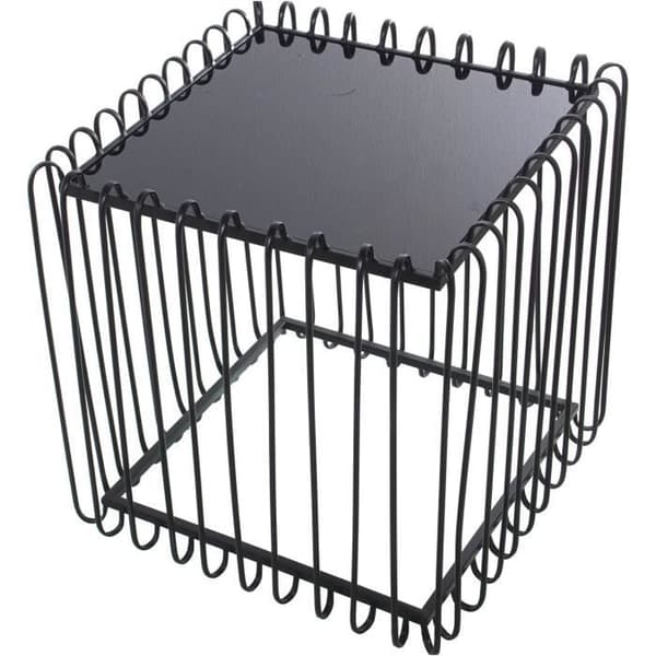 DRW Set med 2 Kvadratiska Bord i Metall med Svart Glas 60 x 60 x 60 cm och 45 x 45 x 45 cm