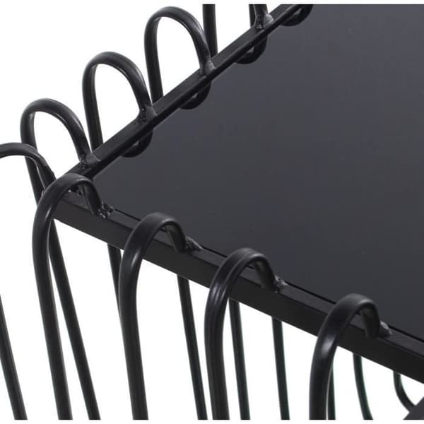 DRW Set med 2 Kvadratiska Bord i Metall med Svart Glas 60 x 60 x 60 cm och 45 x 45 x 45 cm