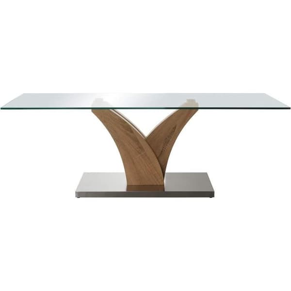 Rektangulär låg bords i metall och glas med trä- och transparent finish 120 x 60 x 40 cm, Färg Energiklass A - DRW