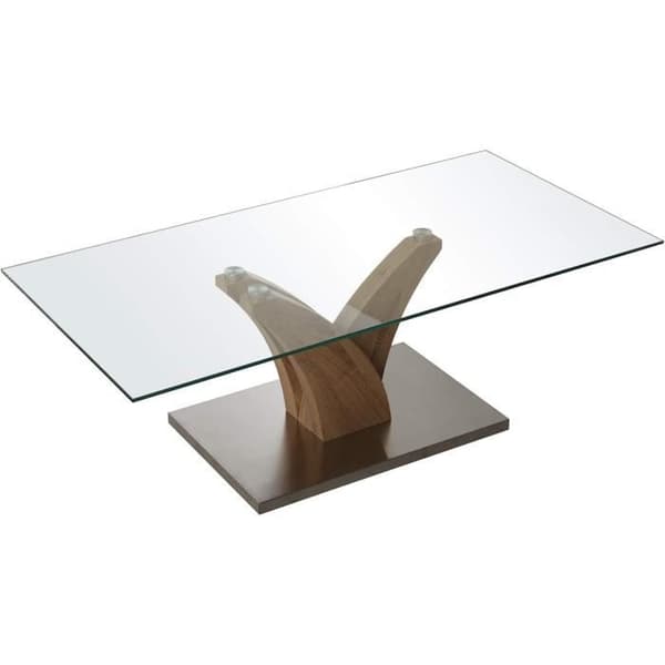 Rektangulär låg bords i metall och glas med trä- och transparent finish 120 x 60 x 40 cm, Färg Energiklass A - DRW