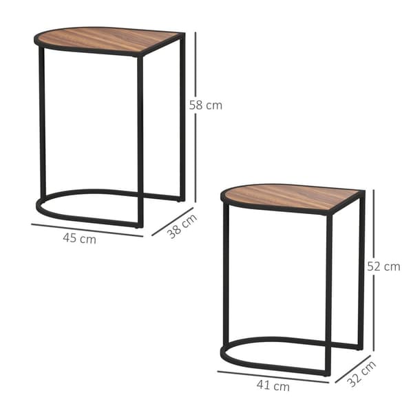 Rootz 2 -stykke sofabord sæt - sideborde - natkonsoller - metalramme - rumbesparende - 45x38x58 cm & 41x32x52cm
