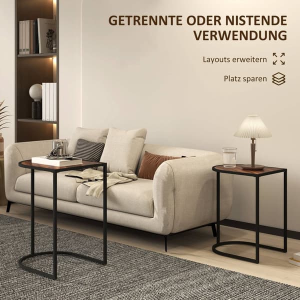 Rootz 2 -stykke sofabord sæt - sideborde - natkonsoller - metalramme - rumbesparende - 45x38x58 cm & 41x32x52cm