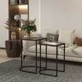 Miniatyrbillede 7 af 10: Rootz 2 -stykke sofabord sæt - sideborde - natkonsoller - metalramme - rumbesparende - 45x38x58 cm & 41x32x52cm