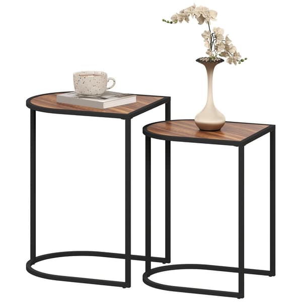Rootz 2 -stykke sofabord sæt - sideborde - natkonsoller - metalramme - rumbesparende - 45x38x58 cm & 41x32x52cm