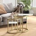 Miniatyrbillede 5 af 10: Rootz 2 -stykke sæt sofabord - oval & rund sofabord - Stabelbart borde - Rumbesparende design - Ø50 x 50,5 timer, 60L x 36b x 43,5 timer cm