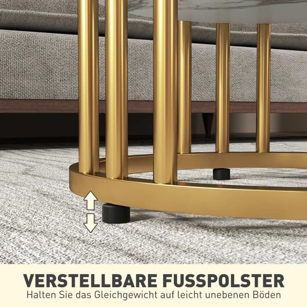 Rootz 2 -stykke sæt Round Side Bord - Sofaborde - Marmorudseende - Dobbelt lagerplads - Ø45 x 55H CM & Ø40 X 50,5 timer cm