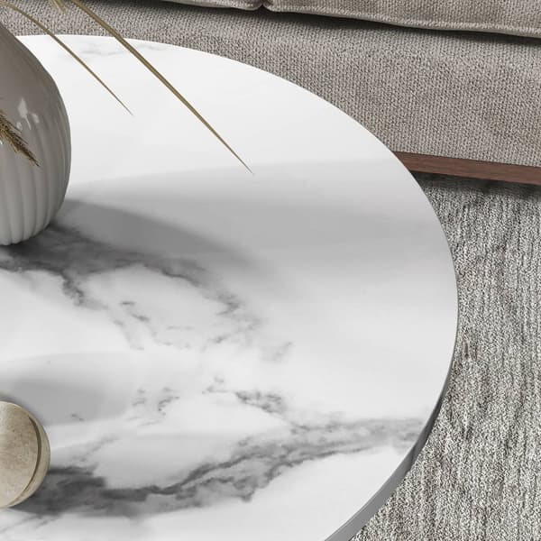 Rootz 2 -stykke sæt Round Side Bord - Sofaborde - Marmorudseende - Dobbelt lagerplads - Ø45 x 55H CM & Ø40 X 50,5 timer cm