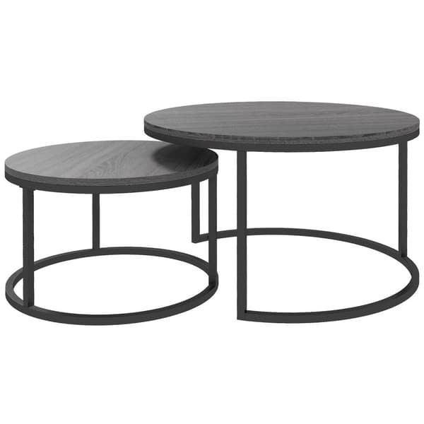Rootz 2 asetettu sohvapöydät - sivutaulukot - sohva - tilaa säästävä - 78,5x78.5x46.5cm & 59x59x36.5cm - harmaa metallikehys