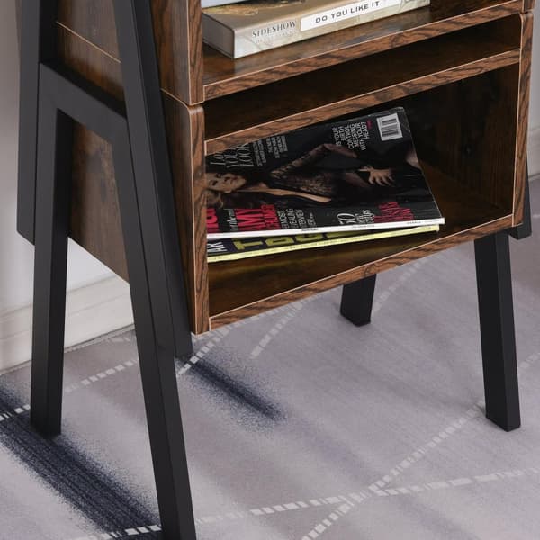 Rootz 2 Stapble Bedside Tables Set - Nattkonsoler - Träbord - Industriell stil - 46 x 35 x 52,5 cm - Rymdbesparande design