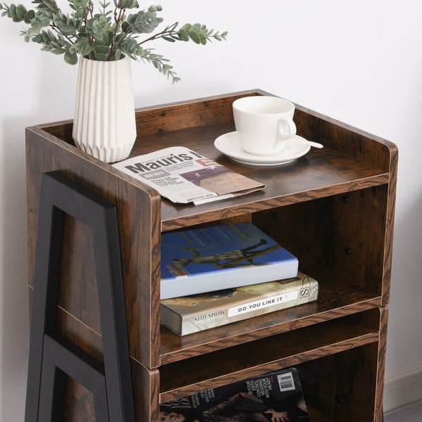 Rootz 2 Stapble Bedside Tables Set - Nattkonsoler - Träbord - Industriell stil - 46 x 35 x 52,5 cm - Rymdbesparande design