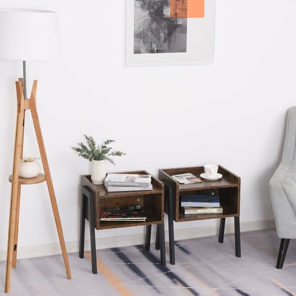 Rootz 2 Stapble Bedside Tables Set - Nattkonsoler - Träbord - Industriell stil - 46 x 35 x 52,5 cm - Rymdbesparande design