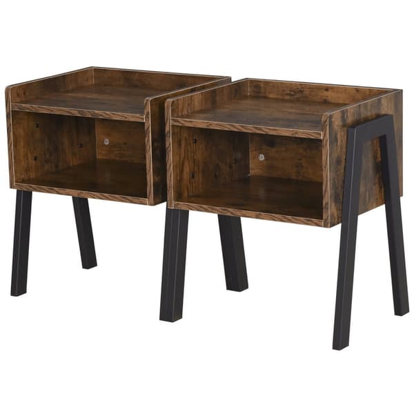 Rootz 2 Stapble Bedside Tables Set - Nattkonsoler - Träbord - Industriell stil - 46 x 35 x 52,5 cm - Rymdbesparande design