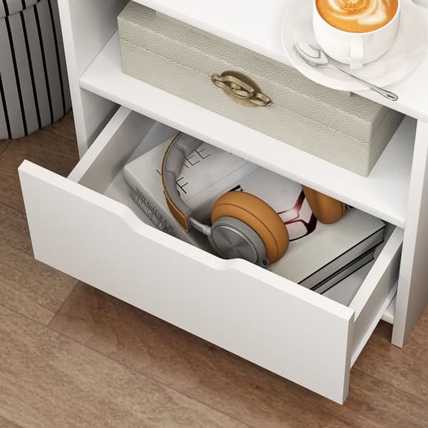 Rootz sängbord - sidobord - Nightstand - extra förvaring - 45 cm x 35 cm x 73 cm -vit