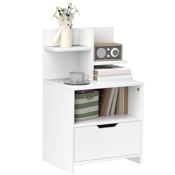 Rootz sängbord - sidobord - Nightstand - extra förvaring - 45 cm x 35 cm x 73 cm -vit