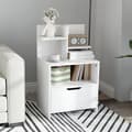 Miniatyrbild 2 av 6: Rootz sängbord - sidobord - Nightstand - extra förvaring - 45 cm x 35 cm x 73 cm -vit