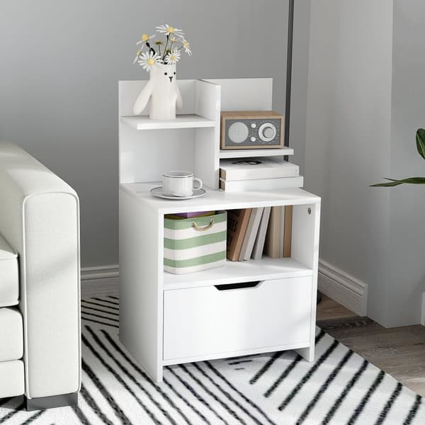 Rootz sängbord - sidobord - Nightstand - extra förvaring - 45 cm x 35 cm x 73 cm -vit