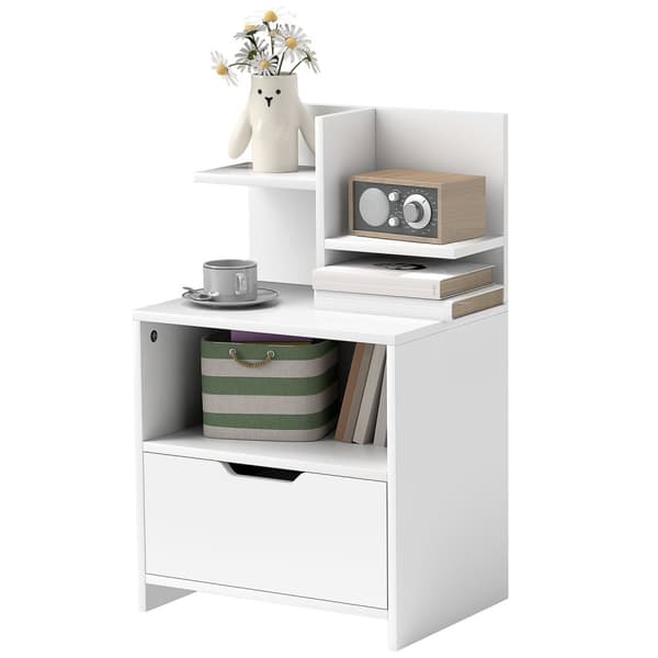 Rootz sängbord - sidobord - Nightstand - extra förvaring - 45 cm x 35 cm x 73 cm -vit