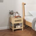 Miniatyrbillede 2 af 10: Rootz Bedside Night Cabinet - Side Bord med skuffe - MDF - Rattan Design - 40 x 40 x 48,4 cm