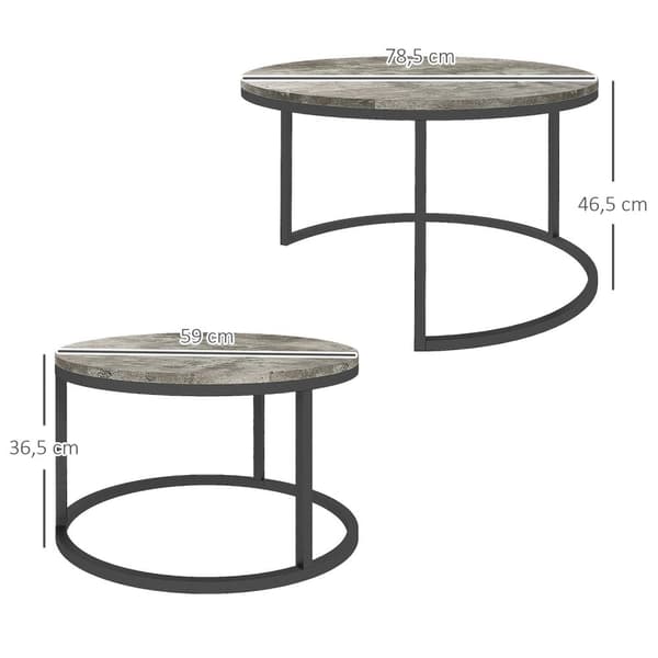 Rootz soffbordset - Round Set Tables - Industrial Design - Hållbar - 78,5 cm x 78,5 cm x 46,5 cm & 59 cm x 59 cm x 36,5 cm