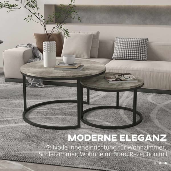 Rootz soffbordset - Round Set Tables - Industrial Design - Hållbar - 78,5 cm x 78,5 cm x 46,5 cm & 59 cm x 59 cm x 36,5 cm