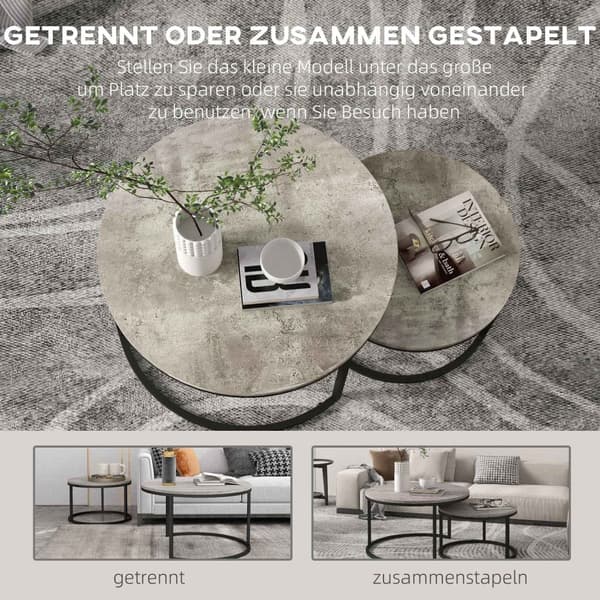 Rootz soffbordset - Round Set Tables - Industrial Design - Hållbar - 78,5 cm x 78,5 cm x 46,5 cm & 59 cm x 59 cm x 36,5 cm