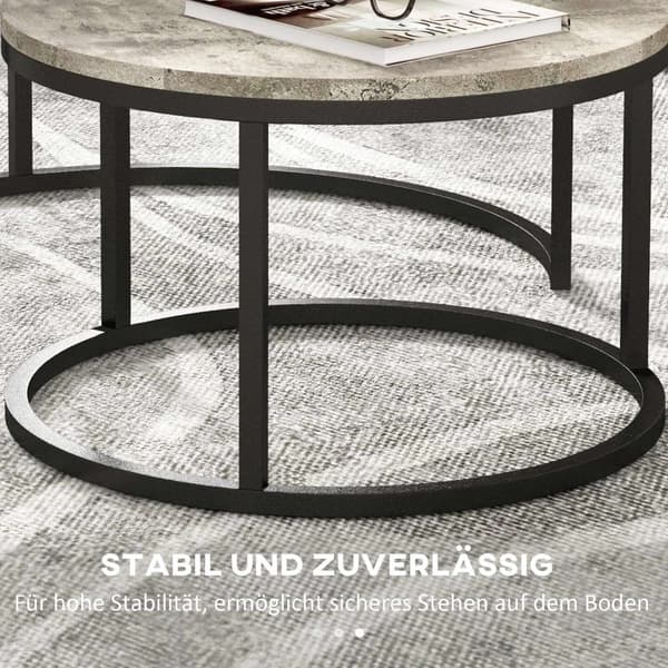 Rootz soffbordset - Round Set Tables - Industrial Design - Hållbar - 78,5 cm x 78,5 cm x 46,5 cm & 59 cm x 59 cm x 36,5 cm