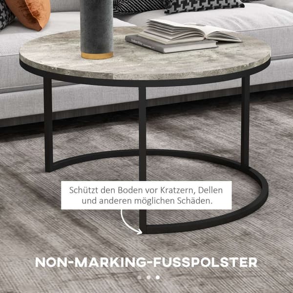 Rootz soffbordset - Round Set Tables - Industrial Design - Hållbar - 78,5 cm x 78,5 cm x 46,5 cm & 59 cm x 59 cm x 36,5 cm