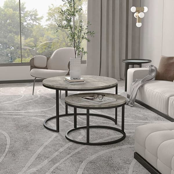 Rootz soffbordset - Round Set Tables - Industrial Design - Hållbar - 78,5 cm x 78,5 cm x 46,5 cm & 59 cm x 59 cm x 36,5 cm