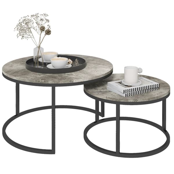 Rootz soffbordset - Round Set Tables - Industrial Design - Hållbar - 78,5 cm x 78,5 cm x 46,5 cm & 59 cm x 59 cm x 36,5 cm