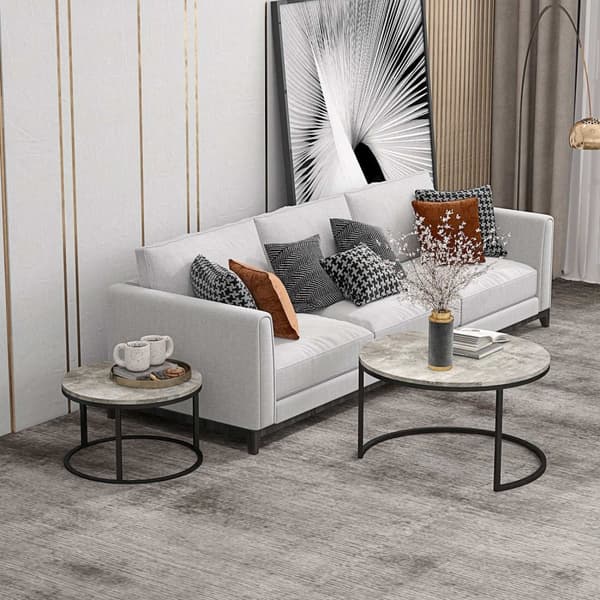 Rootz soffbordset - Round Set Tables - Industrial Design - Hållbar - 78,5 cm x 78,5 cm x 46,5 cm & 59 cm x 59 cm x 36,5 cm