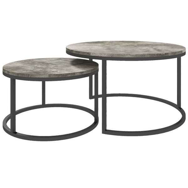 Rootz soffbordset - Round Set Tables - Industrial Design - Hållbar - 78,5 cm x 78,5 cm x 46,5 cm & 59 cm x 59 cm x 36,5 cm