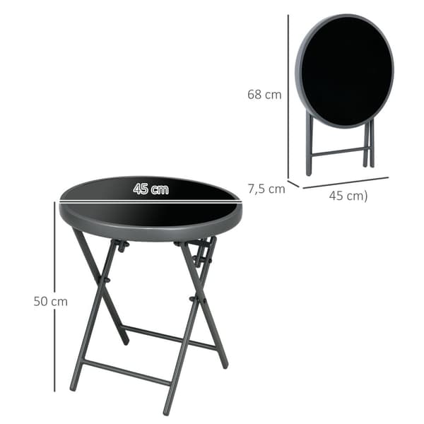 Rootz fällbart utomhussidan - fällbord - Kompakt bord - väderbeständig - Ø45 x 50 cm - svart